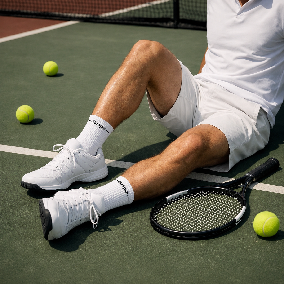 Tenis performance socks with advanced grip technology